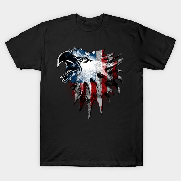 American Bald Eagle Patriotic USA Flag T-Shirt by Evoke Collective